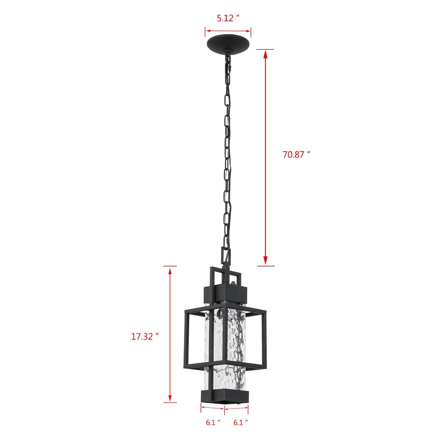 Matte Black Modern/Contemporary Textured Glass Linear Led Cfl Medium Outdoor Hanging Pendant Light