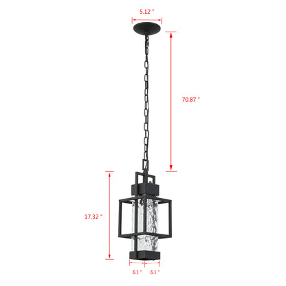 Matte Black Modern/Contemporary Textured Glass Linear Led Cfl Medium Outdoor Hanging Pendant Light