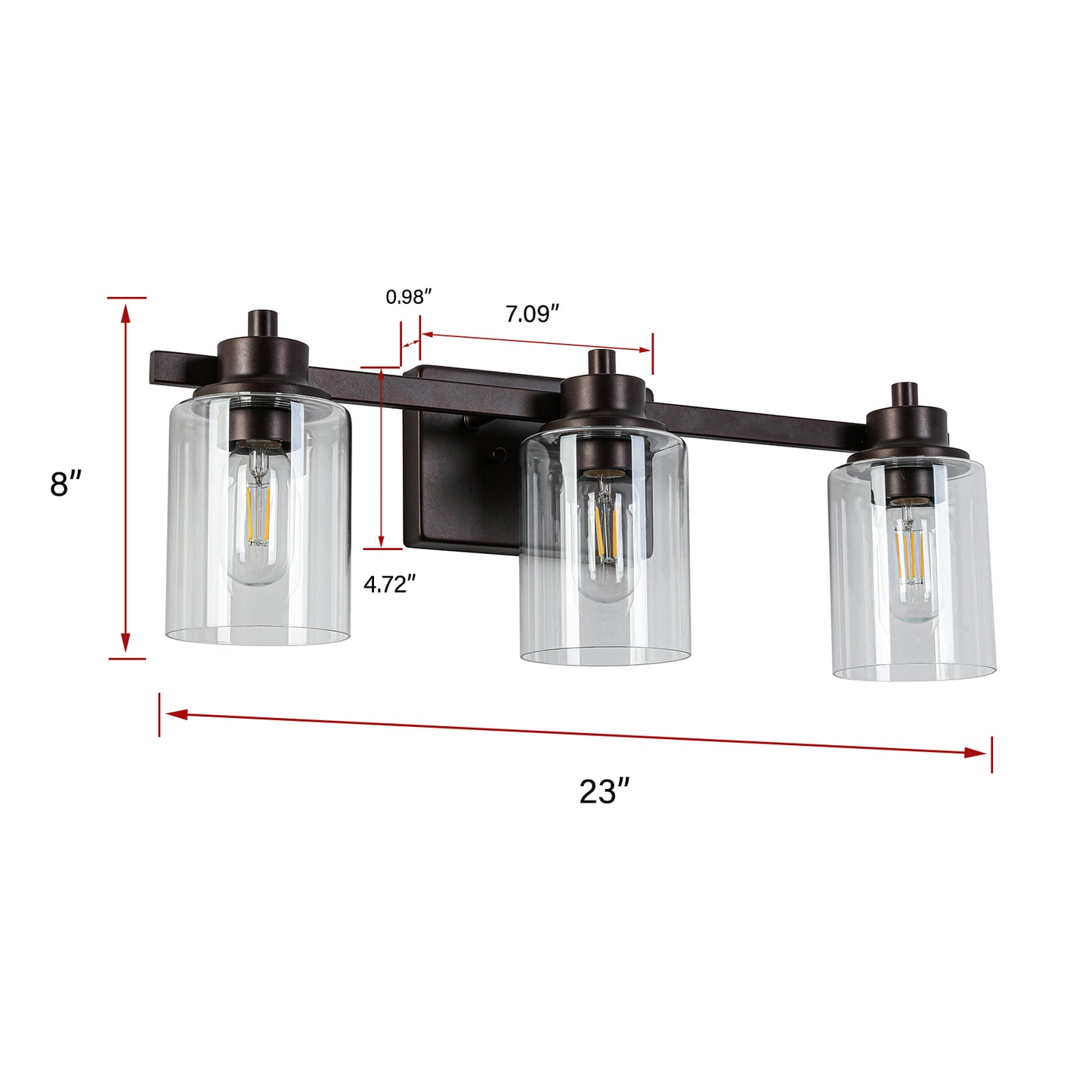 Vanity light 23-in 3-Light Oil-Rubbed Bronze Industrial Vanity Light