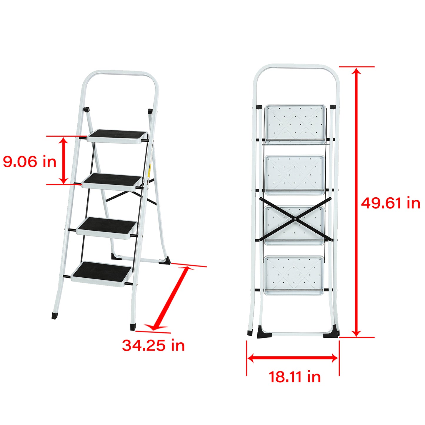 4-Step Iron Folding Step Stool Ladder 330 lbs. Load Capacity Type IA Duty Rating (5.51 ft. Reach Height), White