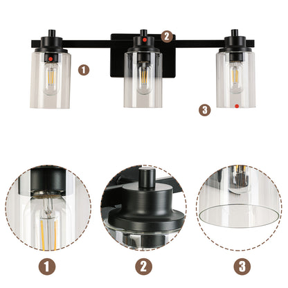 23-in 3-Light Black Led, Modern/Contemporary Vanity Light