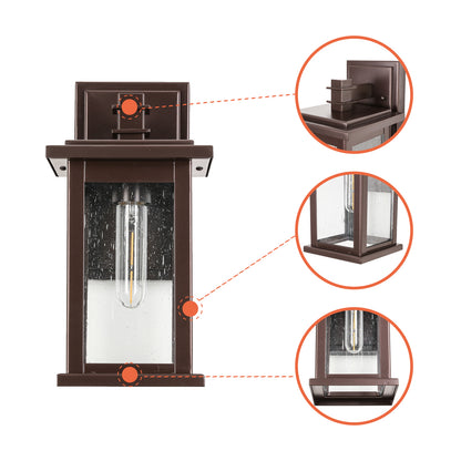 1 Set Oil Rubbed Bronze not Motion Sensing Outdoor Hardwired Wall Lantern Sconce with No Bulbs Included