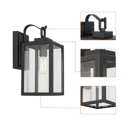 " 1-Light Matte Black Sensing Outdoor Hardwired Wall Sconce with No Bulb Included"