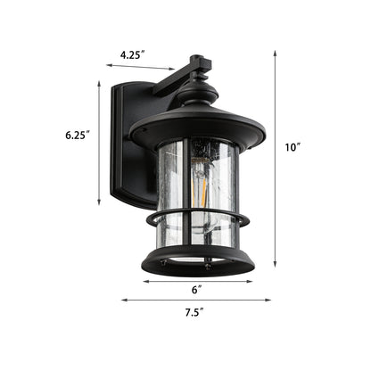 1 Waterproof Outdoor Wall Light, Clear Glass Sheet Outdoor Wall Light, Matte Black