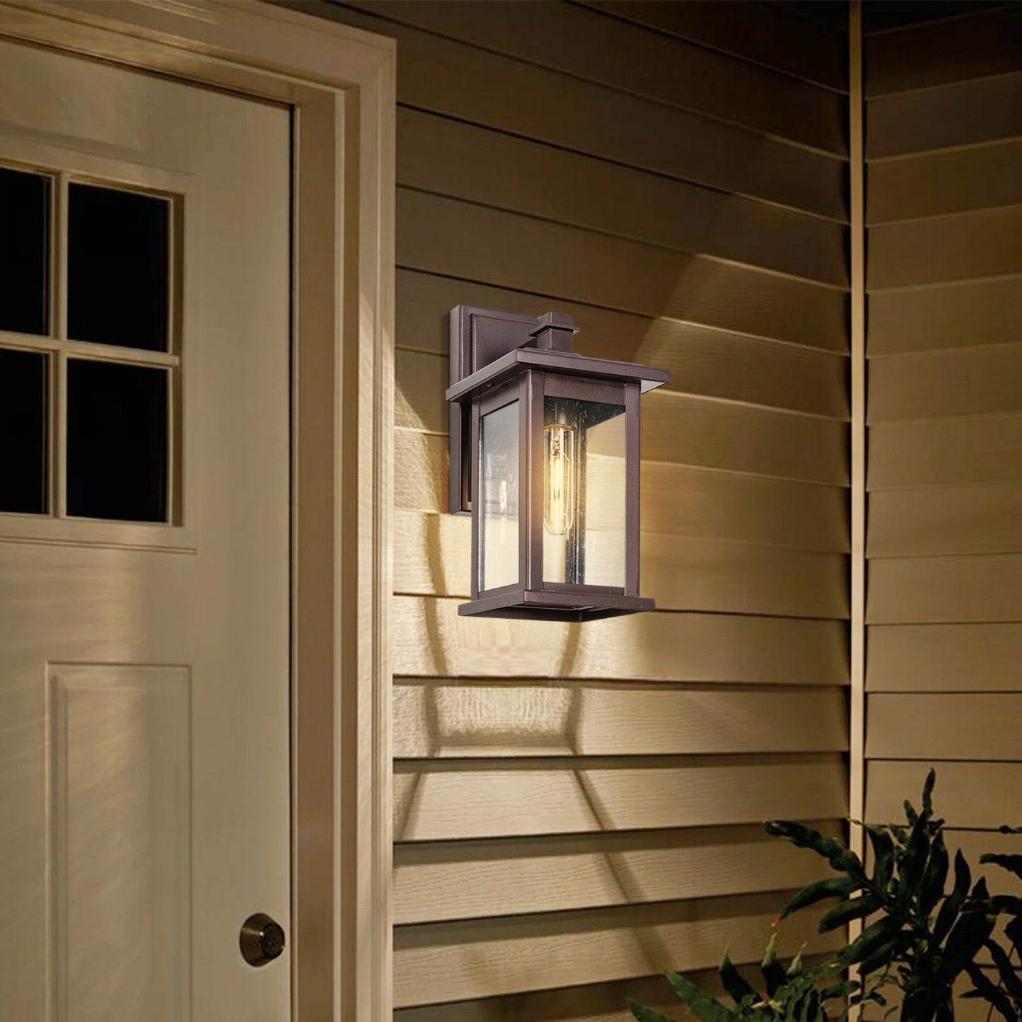 1 Set Oil Rubbed Bronze not Motion Sensing Outdoor Hardwired Wall Lantern Sconce with No Bulbs Included