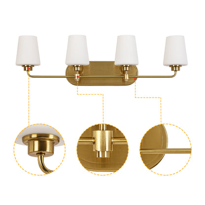 4-Light White Plus Gold Bathroom Vanity Light with Shade
