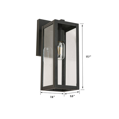 1-Light Matte Black Sensing Outdoor Hardwired Wall Sconce with No Bulb Included