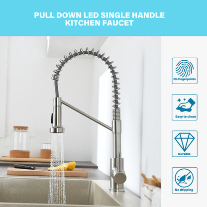 Single Handle Pull Down Sprayer Kitchen Faucet Single Handle in Brushed Nickel
