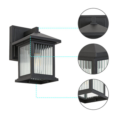 1-Light Black not Motion Sensing Outdoor HardWired Wall Lantern Sconce with No Bulbs Included