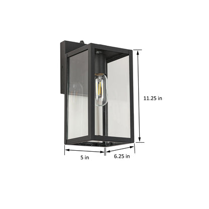 Dusk to Dawn Sensor Outdoor Wall Light, Waterproof Outdoor Wall Lamps, Wall Sconce with Seeded Glass, Matte Black