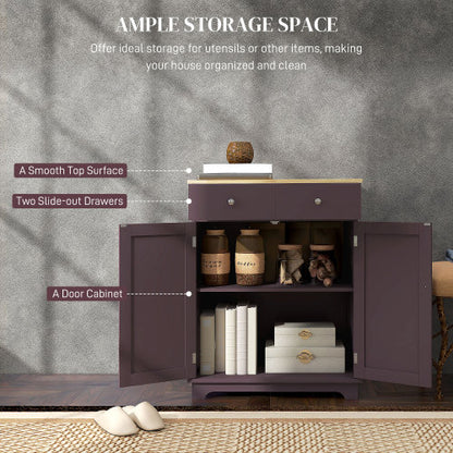 Sideboard with Solid Wood Countertop, Modern Kitchen Storage Cabinet, Coffee Bar Cabinet with 2 Drawers, Doors and Adjustable Shelf, Coffee