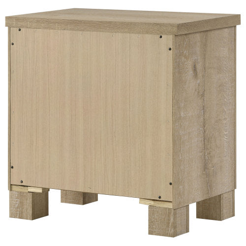Weathered Oak 2-Drawer Farmhouse Nightstand, Engineered Wood Bedside Table with Dark Bronze Pulls