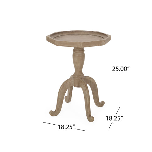 French Country Octagonal Accent Table, Distressed Faux Wood Spider Leg End Table, 18.25inch W¡Á18.25inch D¡Á25inch H