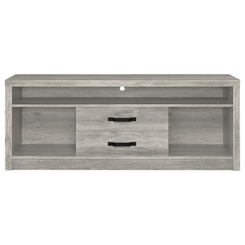Weathered Grey Driftwood 59 Inch 2-Drawer Rustic TV Stand