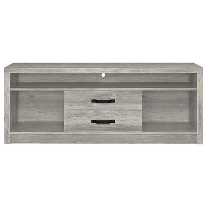 Weathered Grey Driftwood 59 Inch 2-Drawer Rustic TV Stand