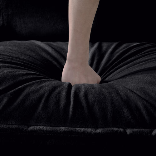 Black Oversized Chenille Modular Loveseat DeepSeat Cloud Sofa
