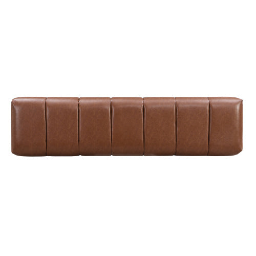 Upholstered Dining Bench for Dining Room, No-Assembly End of Bed Entryway Bench Ottoman for Bedroom Living Room, Brown PU, 300 LBS Weight Capacity