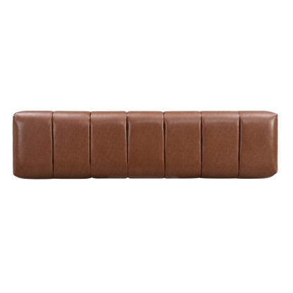 Upholstered Dining Bench for Dining Room, No-Assembly End of Bed Entryway Bench Ottoman for Bedroom Living Room, Brown PU, 300 LBS Weight Capacity