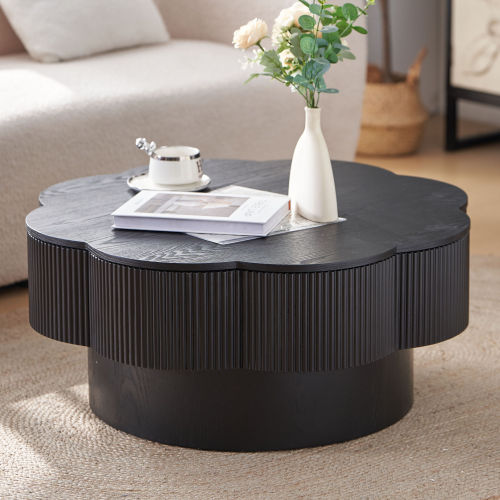 31.5inch  Plum Blossom Shaped Coffee Table, Black