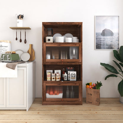 Contemporary Closed Back Glass Door Dustproof Wall Bookcase Cabinet