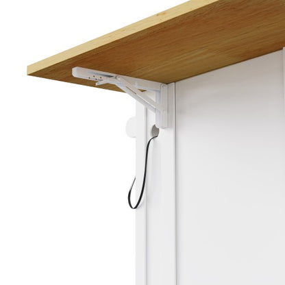 48inch Kitchen Island with 2 Bar Stools, Power Outlet, Door Internal Storage Rack, Kitchen Storage Cart on 5 Wheels with Drop Leaf, 5 Side Racks, 2 Drawers,White