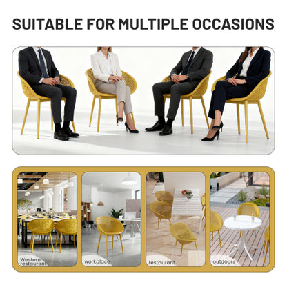 Holiday - 2-Pack Earthy Yellow Modern Lounge Chairs – Indoor/Outdoor All-Weather PP Plastic with Modern folding indoor/outdoor multi-functional square table- PP tabletop with metal legs(White, khaki)