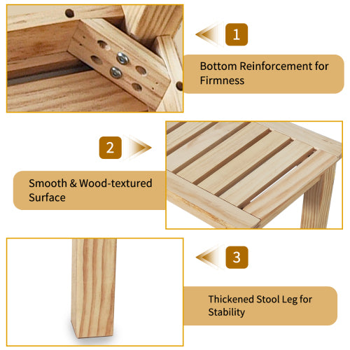 52.1" Outdoor Solid Wood Knot-Free Pine Backless Dining Swimming Pool Beach Bench with Slatted Seat – Modern Bench, Perfect for Patio, Backyard, Entryway, Hallway, Living Room, Bedroom, Front Door