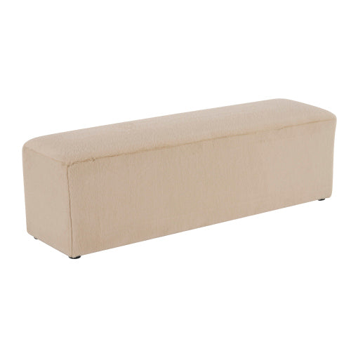 Almond Plush Long Ottoman Bench, Soft Cloud-Like Footstool, Ergonomic Seat for Bedroom and Entrance Hall