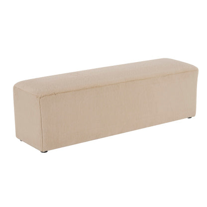 Almond Plush Long Ottoman Bench, Soft Cloud-Like Footstool, Ergonomic Seat for Bedroom and Entrance Hall