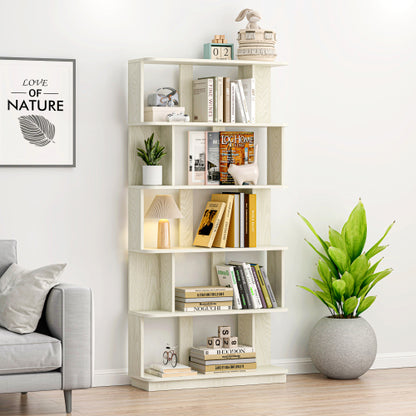 64.56 Inch 5-Tier Open MDF Bookshelf Free Combination Anti-Tip Design Multi-Color Household Display Shelf