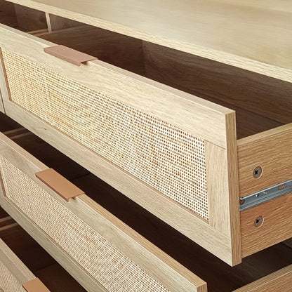 Natural 6-Drawer Rattan Dresser Bedroom Clothes Storage Organizer