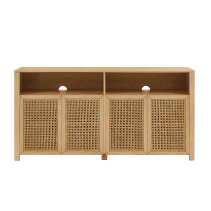 63 Inch Mid-Century Rattan Adjustable Storage Sideboard Buffet Cabinet