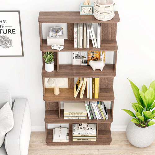 64.56inch H 5-Tier Open MDF Bookshelf 31.5inch L, Free Combination Multi-color American Home Display Shelf