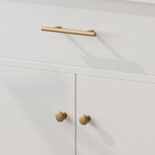 31" Bathroom Vanity with Sink, Bathroom Cabinet with Soft Close Doors and Adjustable Shelf, Curved Profile Design, Rubber Wood Legs, White