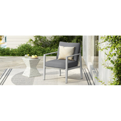 Silver Aluminum Lounge Chair with Sleek Rope Accents and Comfortable Cushions, Perfect for Modern Outdoor and Indoor Spaces