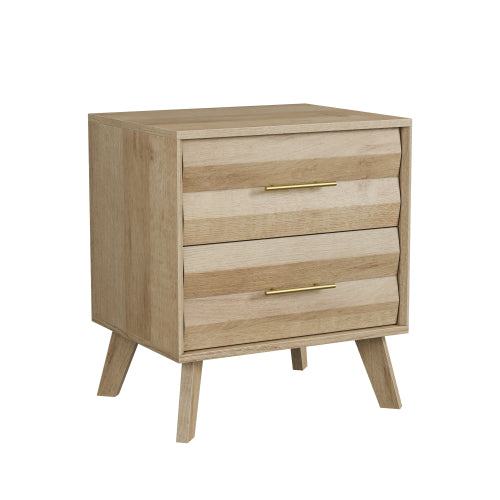 Oak 2-Drawer Medieval Modern Nightstand