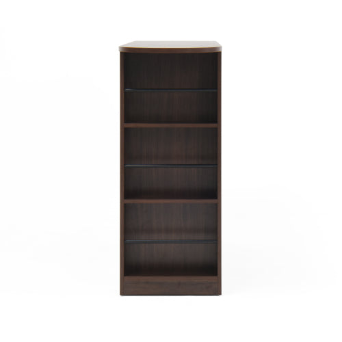 Modern Bar Cabinet with Rotating top, Counter Height Dining Cabinet with 6 Storage space and 2 Ribbed Glass Door for Kitchen, The Rotating Top with 3 Storage Shelves Dining Room, Living Room, Walnut