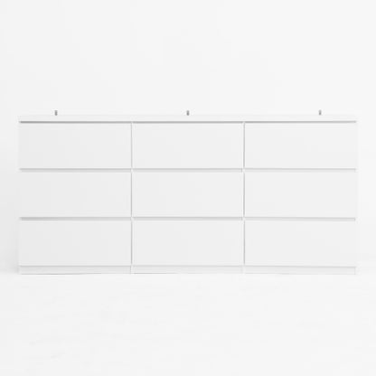 9 Drawer Dresser with No Handle Design, Modern White Matte Wood Dresser for Bedroom, Storage Chest of Drawers for Living Room, Hallway, Entryway