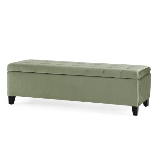 50.5 Inch Fabric Rectangular Storage Ottoman Bench, Upholstered Footrest with Birch Wood Legs, 250 LBS Load Capacity
