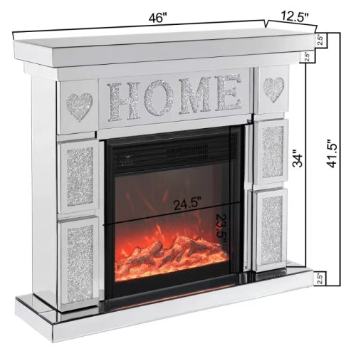 W 46" X D 12.6 X H 41 " Acrylic diamond mirror fireplace cabinet, TV fireplace cabinet