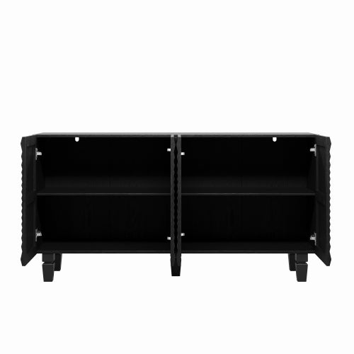 Modern Black Sideboard with 4 Sunburst Doors