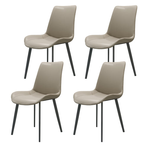Set of 2 Light Grey Suede-Style PU Dining Chairs, Reinforced Metal Leg Modern Upholstered Side Chairs