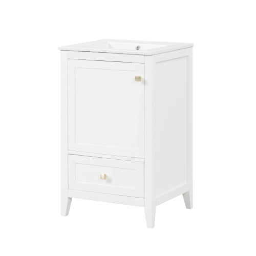 20" Bathroom Vanity with Sink, Bathroom Cabinet with Soft Closing Door, Storage Rack and A Drawer, White(Old SKU:N725P185452K)