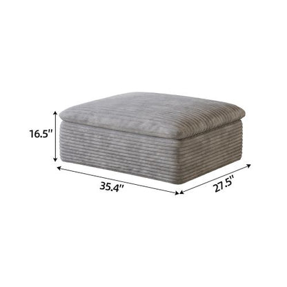 Grey Modular Compression Ottoman, Frameless High Density Sponge Foot Stool, Vacuum Packed Zero Assembly