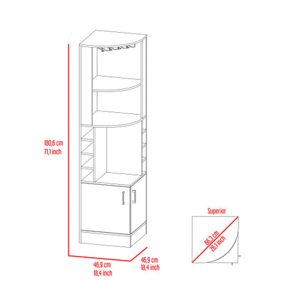 Bar Cabinet, Eight Bottle Cubbies, Two Large Open Shelves
