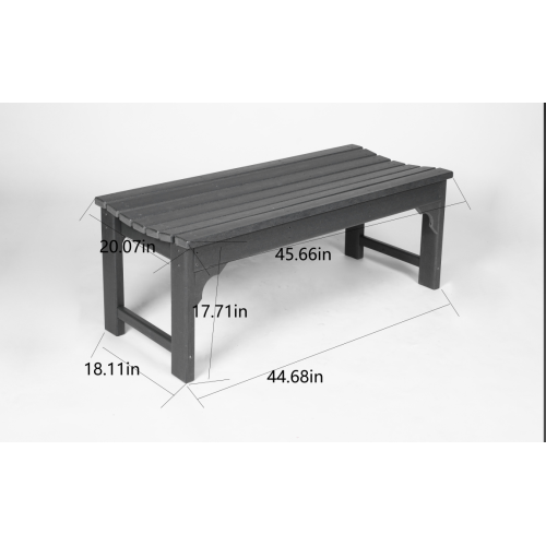 Backless HDPE Bench with Wood Texture, Poly Lumber Seat for Patio, Backyard, Balcony, All Weather Resistant with UV Protection, White