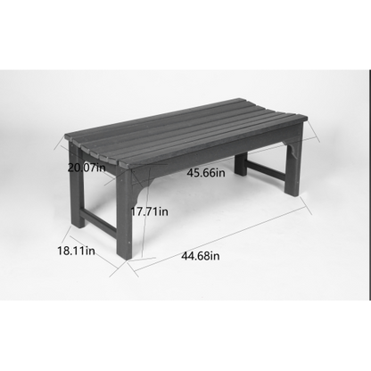 Backless HDPE Bench with Wood Texture, Poly Lumber Seat for Patio, Backyard, Balcony, All Weather Resistant with UV Protection, White
