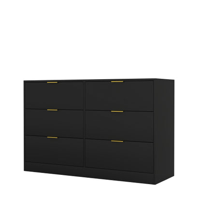 Simply Modern 6-Drawer Dresser, Chest of Drawers for Bedroom, Living Room, Hallway, and Entryway - Large Storage Cabinet Black