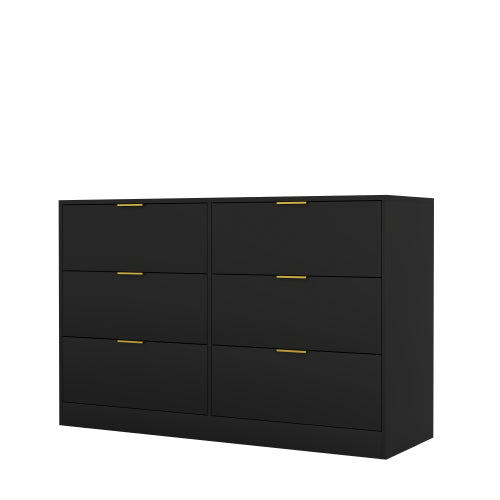 Simply Modern 6-Drawer Dresser, Chest of Drawers for Bedroom, Living Room, Hallway, and Entryway - Large Storage Cabinet Black