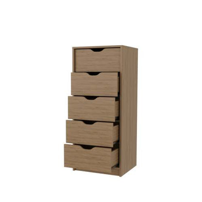 Natural Oak 5-Drawer Dresser for Nurseries and Bedrooms – Modern Space-Saving Storage